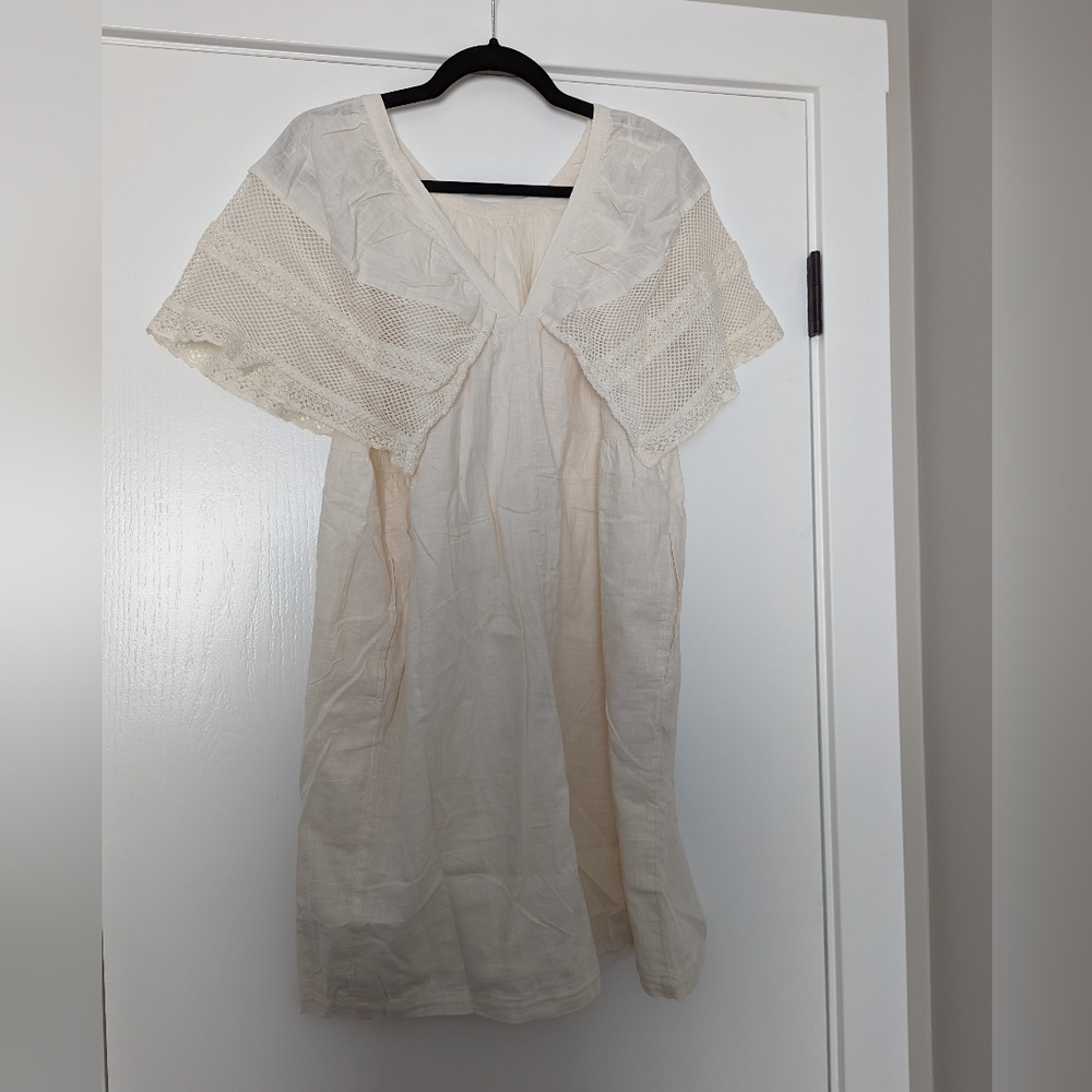 Flutter-Sleeve Tie-Back Mini Swing Dress - Picture 5 of 6